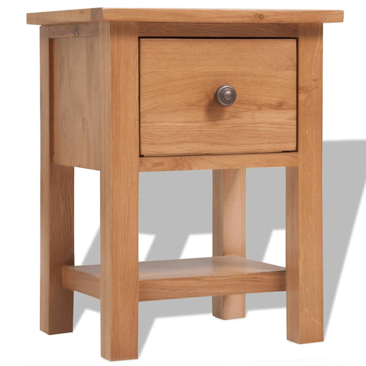 Nightstand Solid Oak Wood 14.2"x11.8"x18.5" Brown