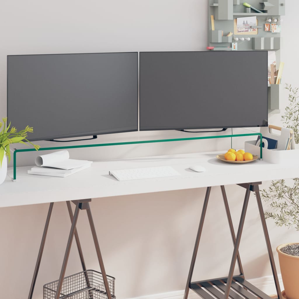 TV Stand / Monitor Riser Glass Clear 43.3"x11.8"x5.1"