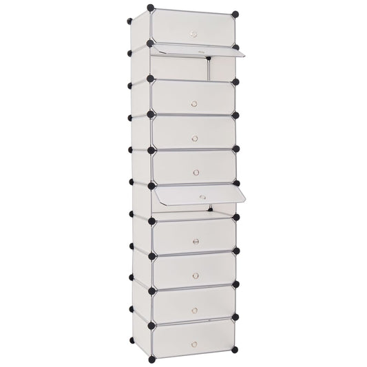 Interlocking Shoe Organizer with 10 Compartments White