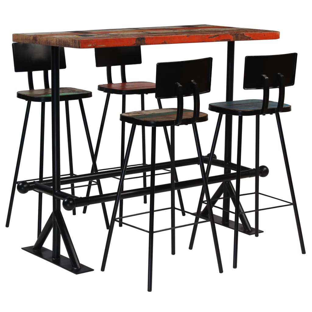 Bar Set 5 Piece Solid Reclaimed Wood Multicolor