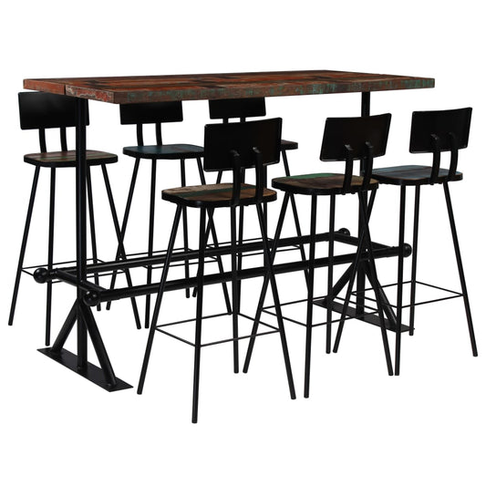 Bar Set 7 Piece Solid Reclaimed Wood Multicolor