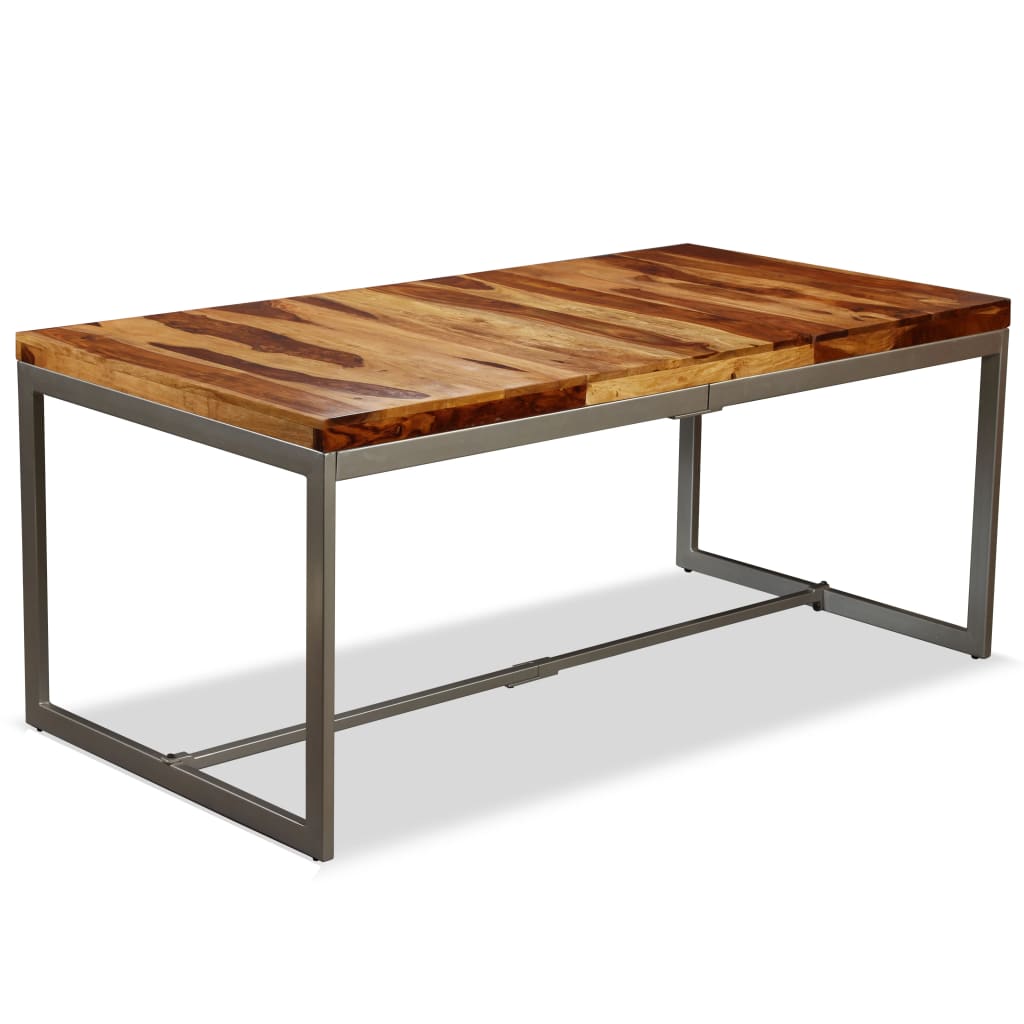 Dining Table Solid Sheesham Wood and Steel 70.9"