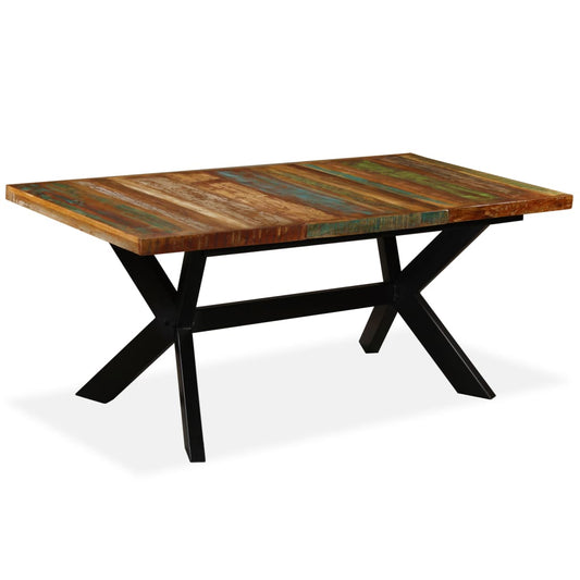 Dining Table Solid Reclaimed Wood and Steel Cross 70.9"