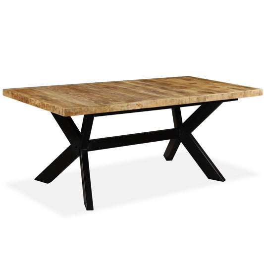 Dining Table Solid Mango Wood and Steel Cross 70.9"