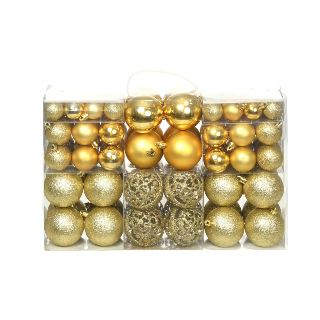 100 Piece Christmas Ball Set 1.2"/1.6"/2.4" Gold