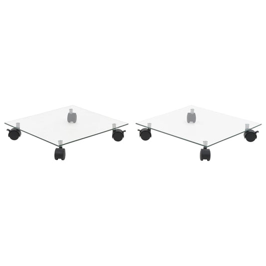 Plant Rollers 2 pcs Tempered Glass 13.8" x 13.8" Square