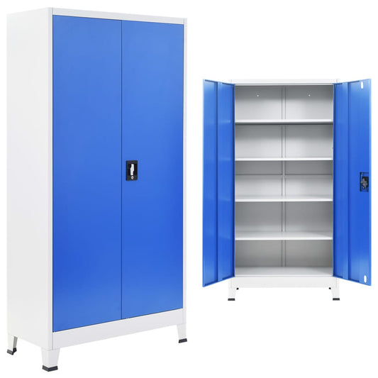 Office Cabinet Metal 35.4"x15.7"x70.9" Gray and Blue