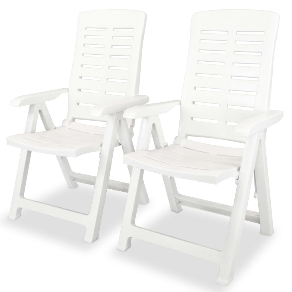 Reclining Patio Chairs 2 pcs Plastic White