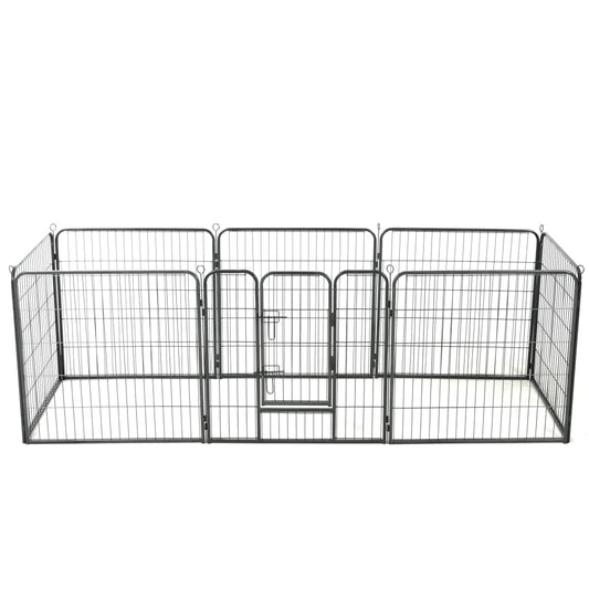 Dog Playpen 8 Panels Steel 31.5"x31.5" Black