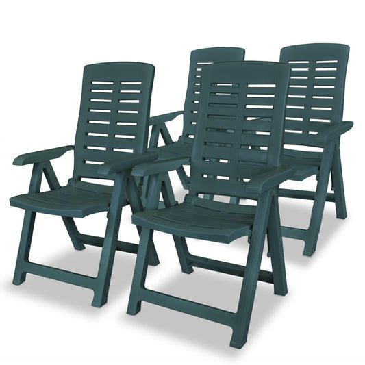 Reclining Patio Chairs 4 pcs Plastic Green