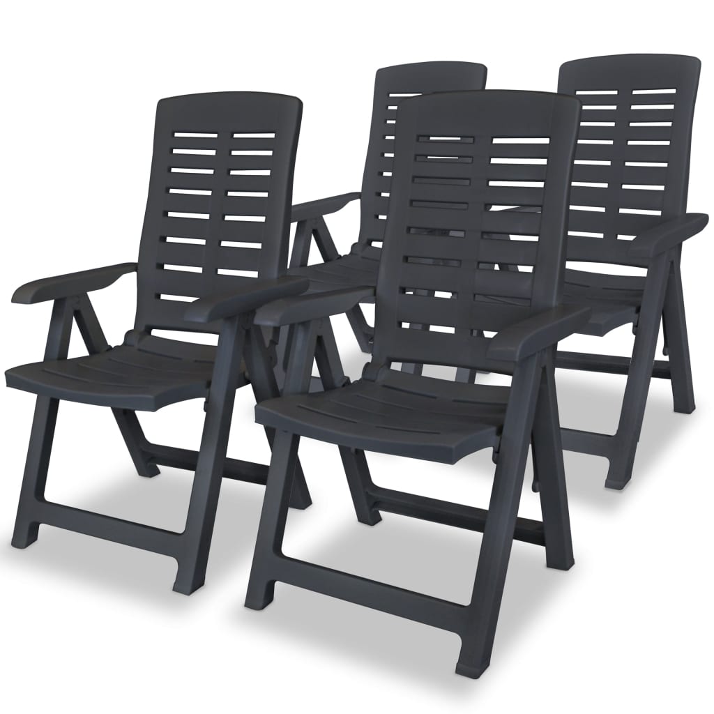 Reclining Patio Chairs 4 pcs Plastic Anthracite