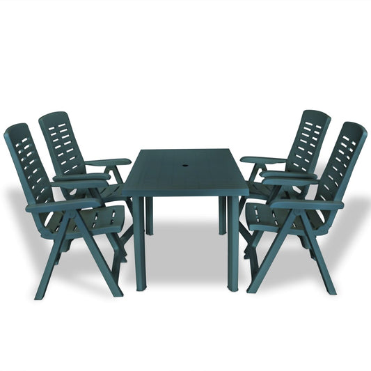 5 Piece Patio Dining Set Plastic Green