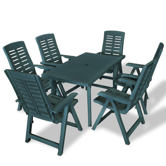 7 Piece Patio Dining Set Plastic Green