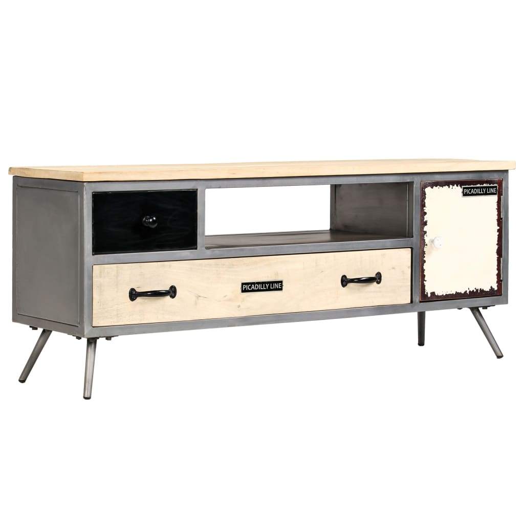 TV Cabinet Solid Mango Wood and Steel 47.2"x11.8"x17.7"
