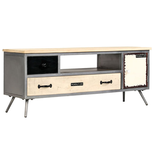 TV Cabinet Solid Mango Wood and Steel 47.2"x11.8"x17.7"