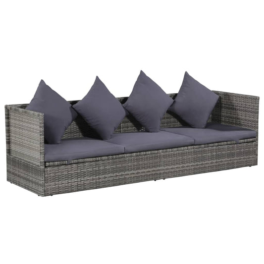 Patio Bed Gray 78.7"x23.6" Poly Rattan