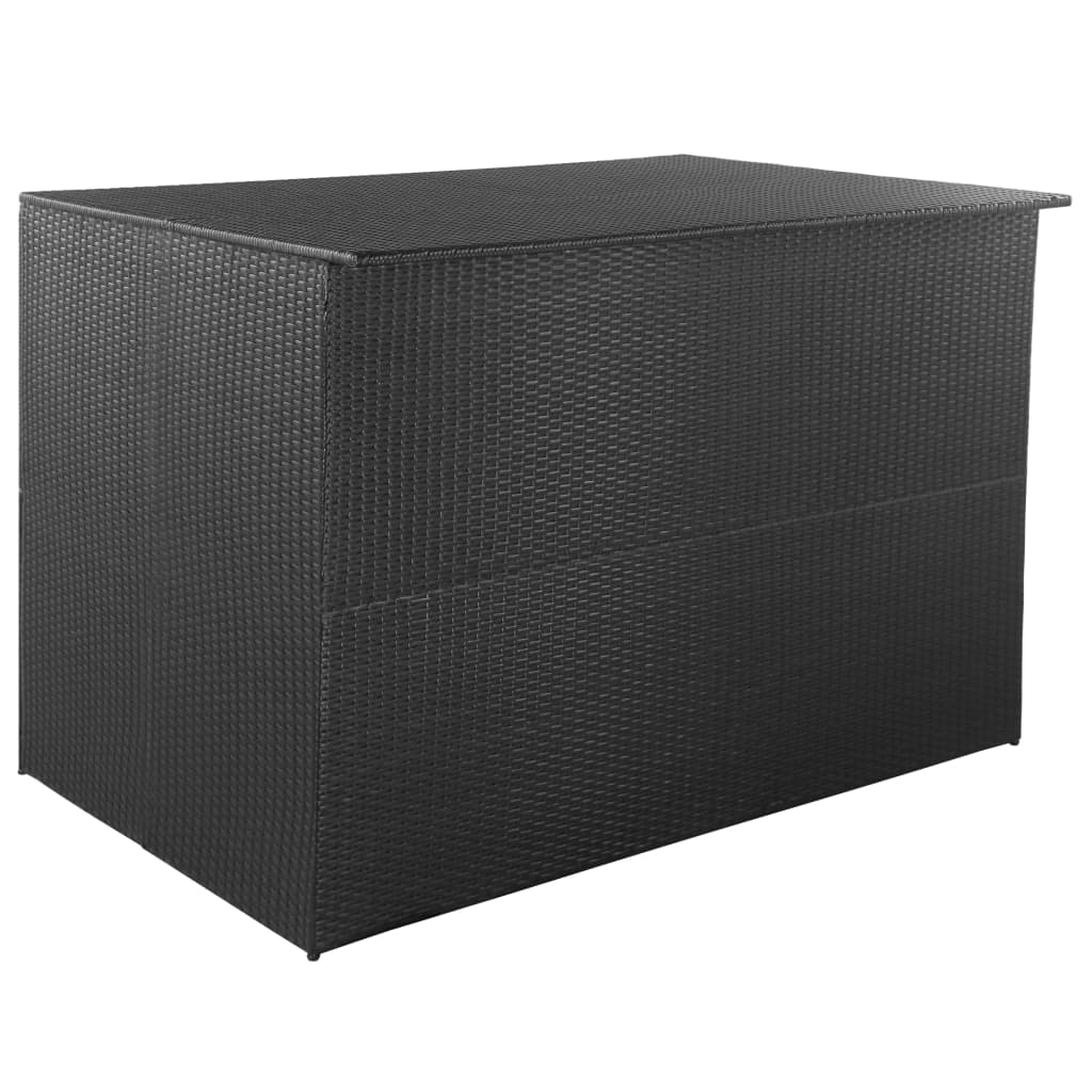 Patio Storage Box Black 59"x39.4"x39.4" Poly Rattan