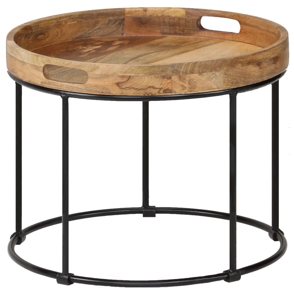 Coffee Table Solid Mange Wood and Steel 19.7"x15.7"