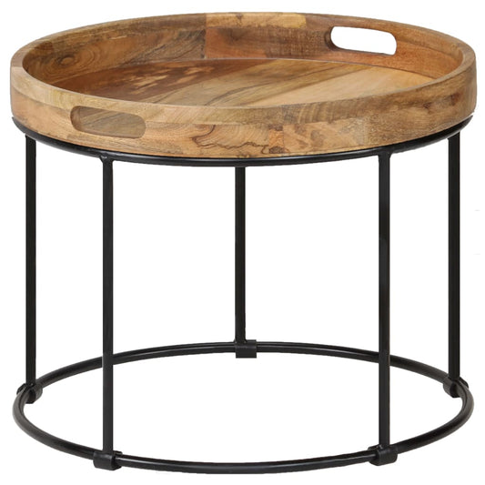 Coffee Table Solid Mange Wood and Steel 19.7"x15.7"