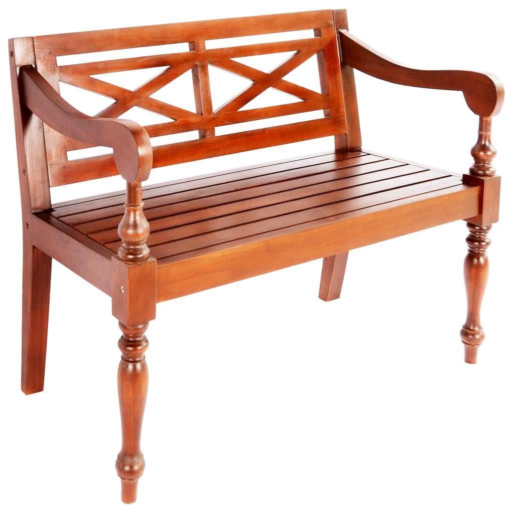 Batavia Bench 38.6" Solid Mahogany Wood Dark Brown