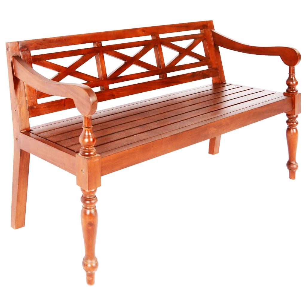 Batavia Bench 53.5" Solid Mahogany Wood Dark Brown