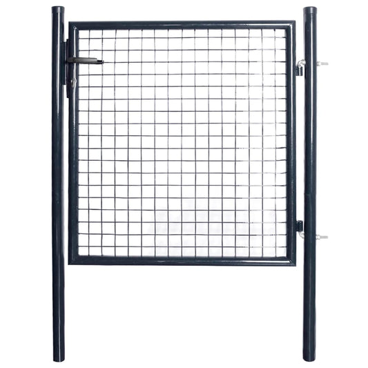 Mesh Garden Gate Galvanized Steel 33.7"x39.4" Gray