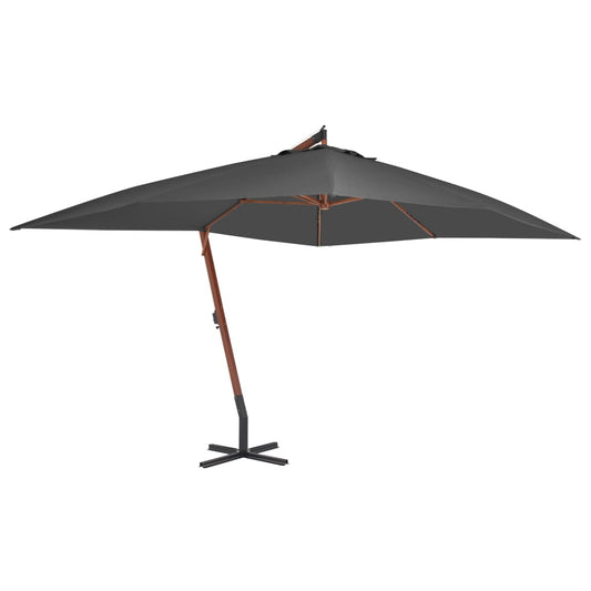 Cantilever Umbrella with Wooden Pole 157.5"x118.1" Anthracite