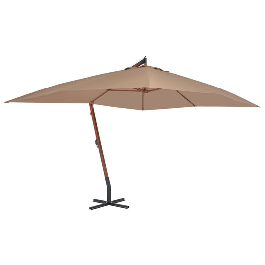 Cantilever Umbrella with Wooden Pole 157.5"x118.1" Taupe
