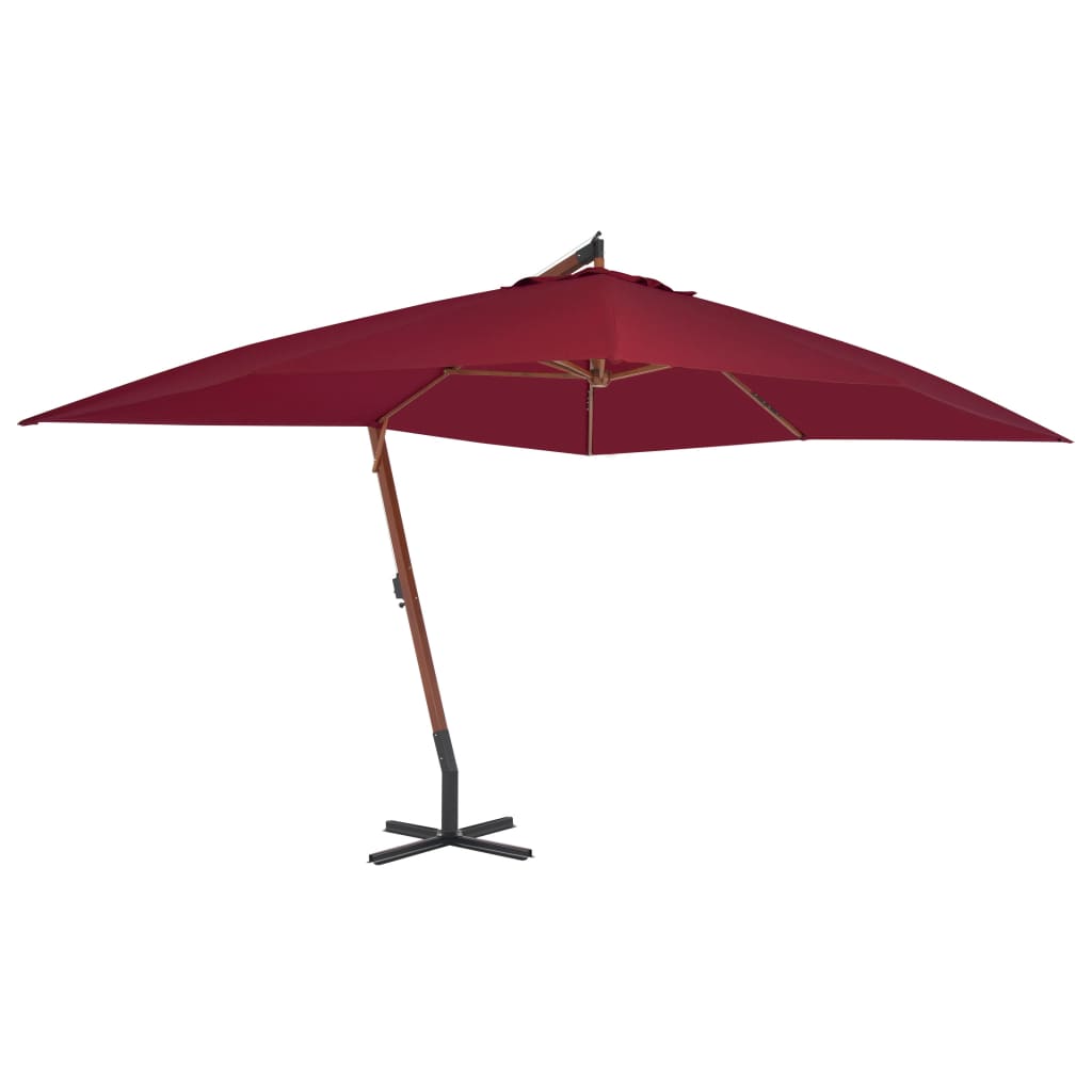Cantilever Umbrella with Wooden Pole 157.5"x118.1" Bordeaux Red