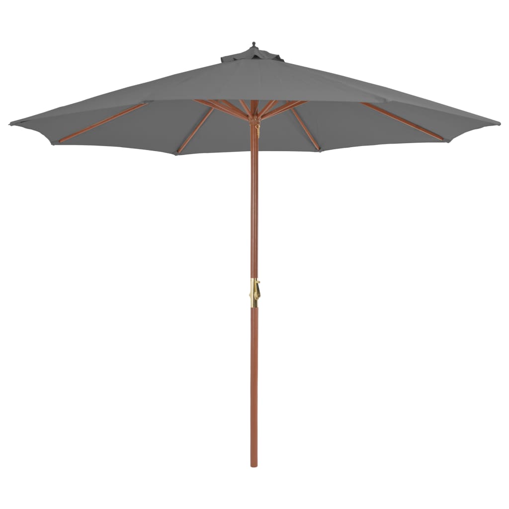 Outdoor Parasol with Wooden Pole 118.1" Anthracite