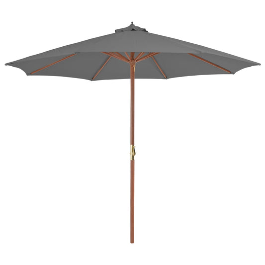 Outdoor Parasol with Wooden Pole 118.1" Anthracite