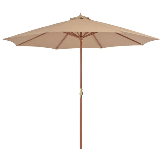 Outdoor Parasol with Wooden Pole 118.1" Taupe