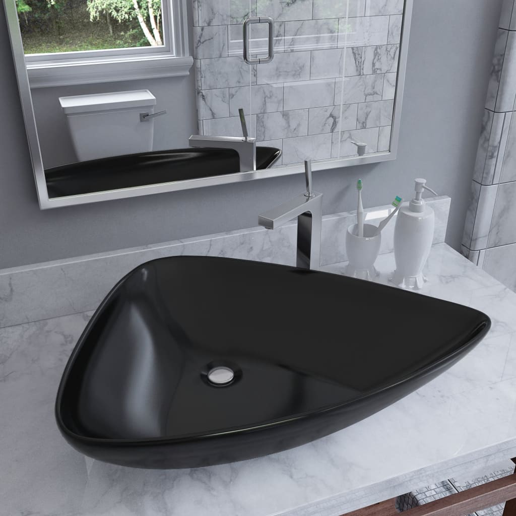 Basin Ceramic Black Triangle 25.4"x17.9"x4.5"