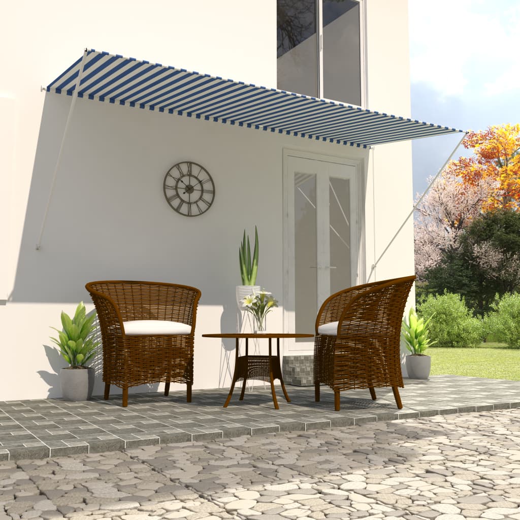 Retractable Awning 118.1"x59.1" Blue and White