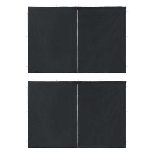 Party Tent Sidewall 2 pcs with Zipper PE Anthracite