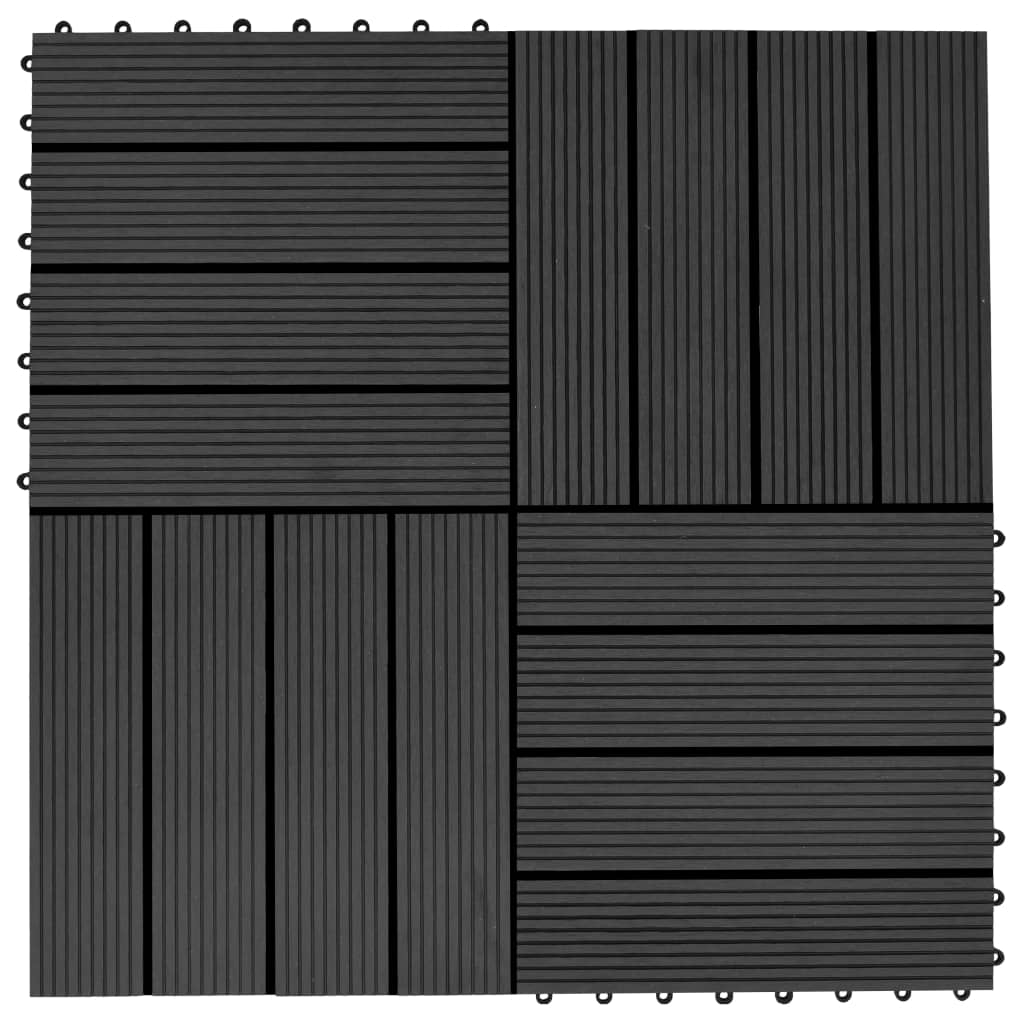 11 pcs Decking Tiles WPC 11.8"x11.8" 1 sqm Black