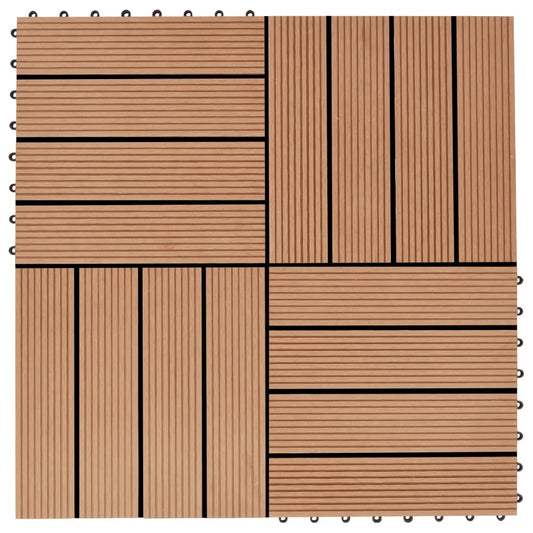 11 pcs Decking Tiles WPC 11.8"x11.8" 1 sqm Teak Color
