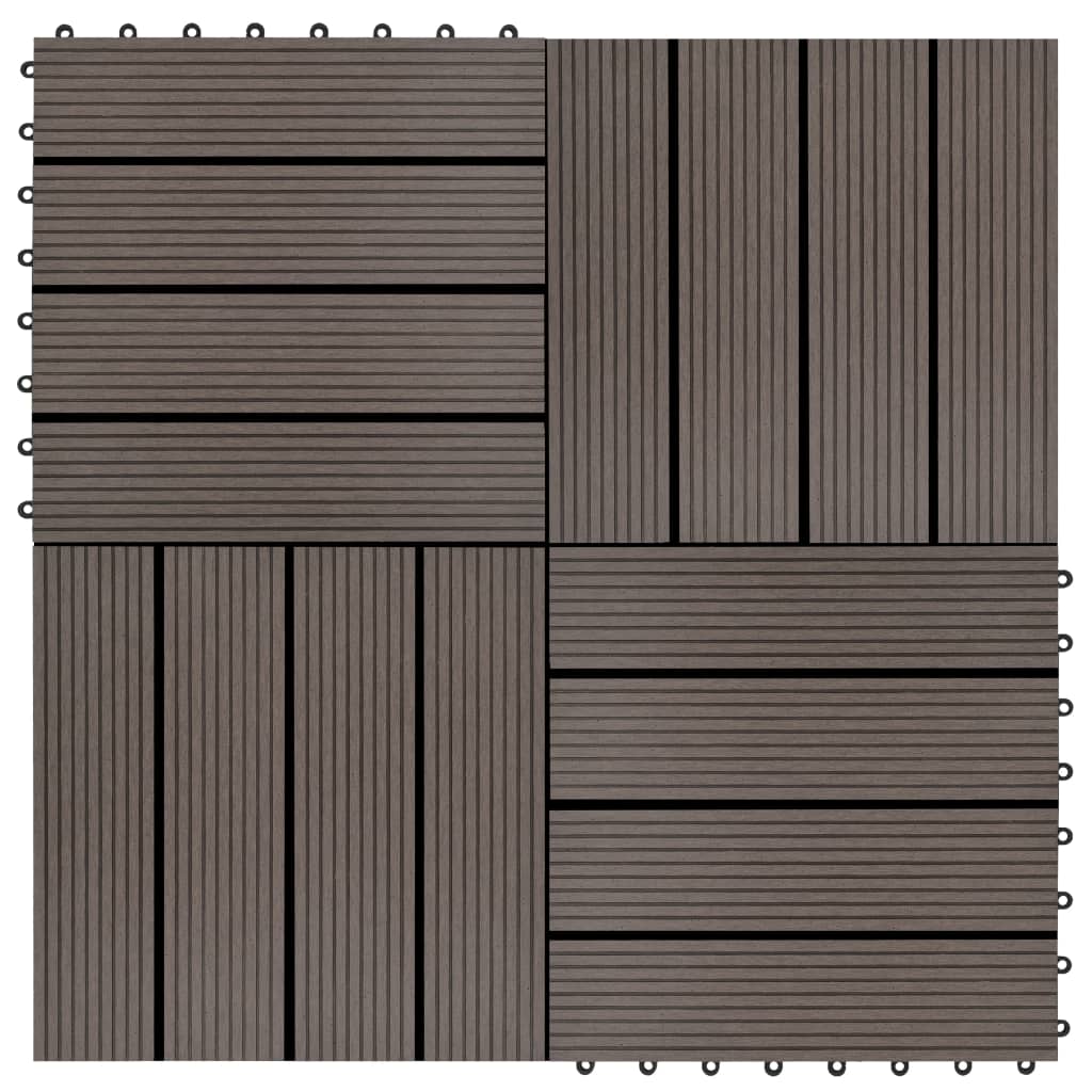 11 pcs Decking Tiles WPC 11.8"x11.8" 1 sqm Dark Brown