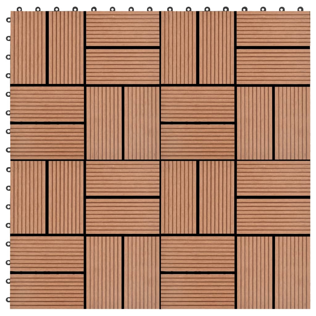 11 pcs Decking Tiles WPC 11.8"x11.8" 1 sqm Brown