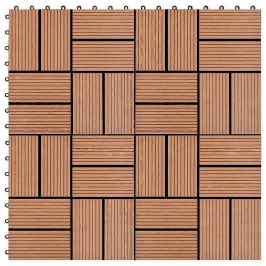 11 pcs Decking Tiles WPC 11.8"x11.8" 1 sqm Brown