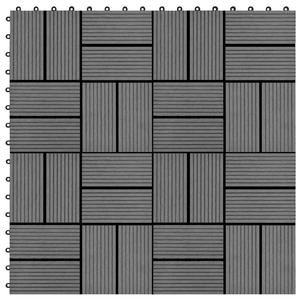 11 pcs Decking Tiles WPC 11.8"x11.8" 1 sqm Gray