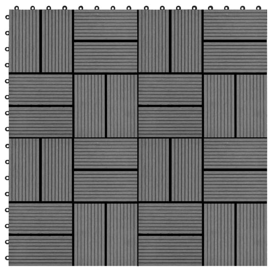 11 pcs Decking Tiles WPC 11.8"x11.8" 1 sqm Gray