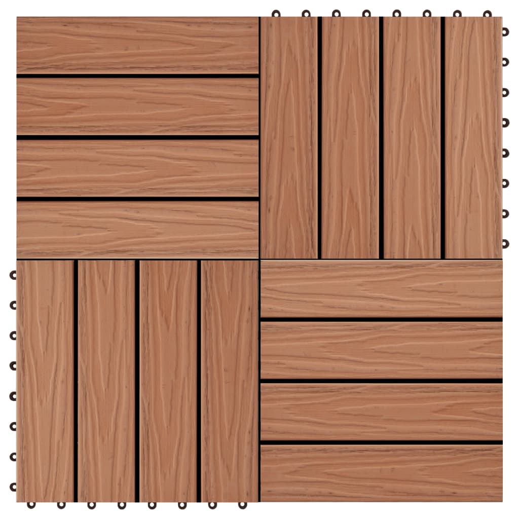 11 pcs Decking Tiles Deep Embossed WPC 11.8"x11.8" 1 sqm Light Brown