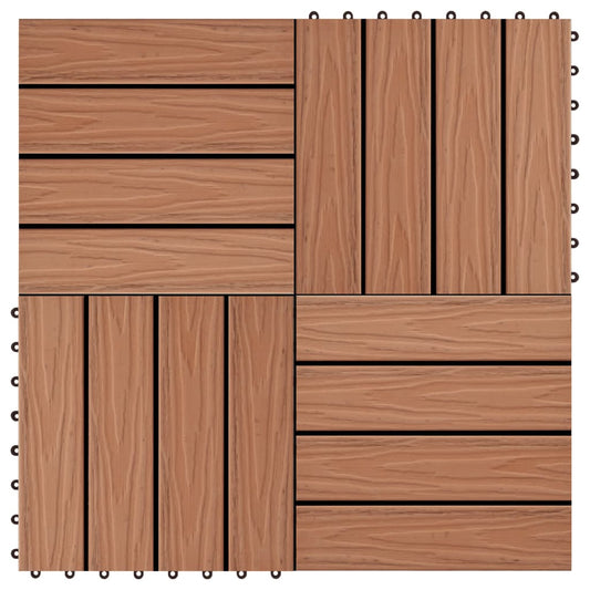 11 pcs Decking Tiles Deep Embossed WPC 11.8"x11.8" 1 sqm Light Brown