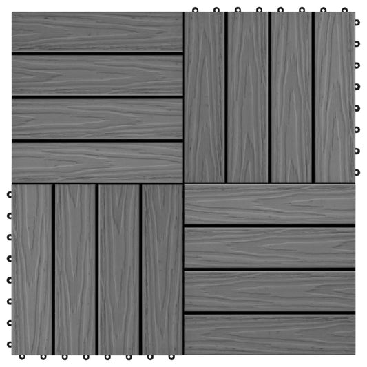 11 pcs Decking Tiles Deep Embossed WPC 11.8"x11.8" 1 sqm Gray