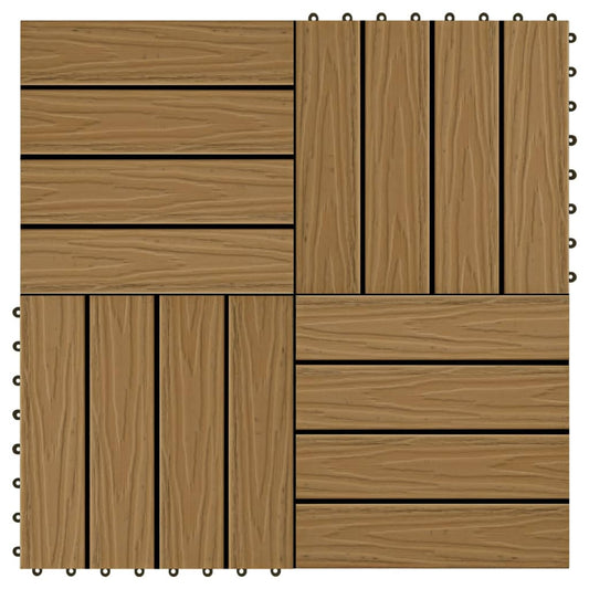 11 pcs Decking Tiles Deep Embossed WPC 11.8"x11.8" 1 sqm Teak Color