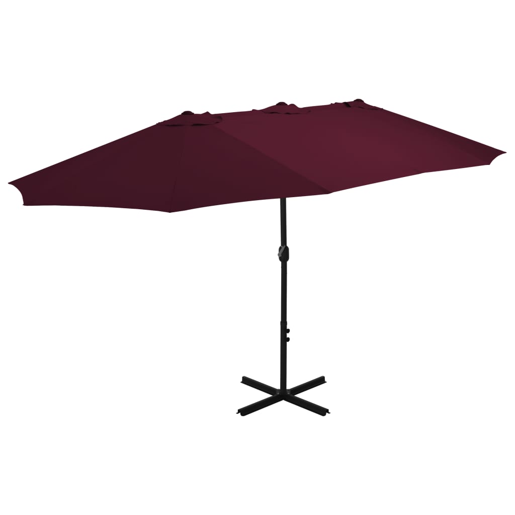 Outdoor Parasol with Aluminum Pole 181.1"x106.3" Bordeaux Red