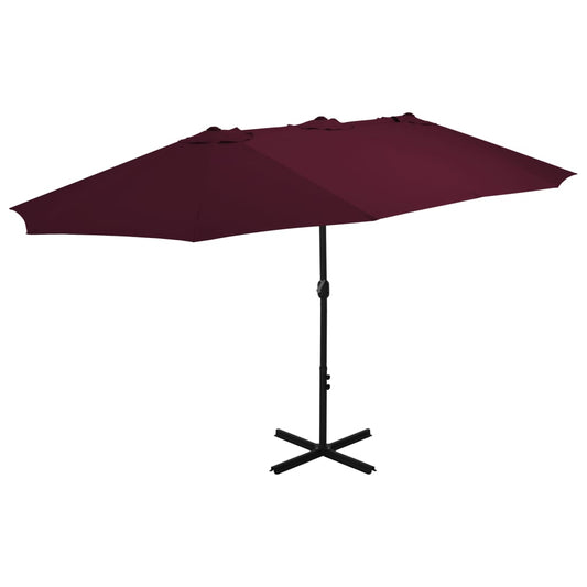 Outdoor Parasol with Aluminum Pole 181.1"x106.3" Bordeaux Red