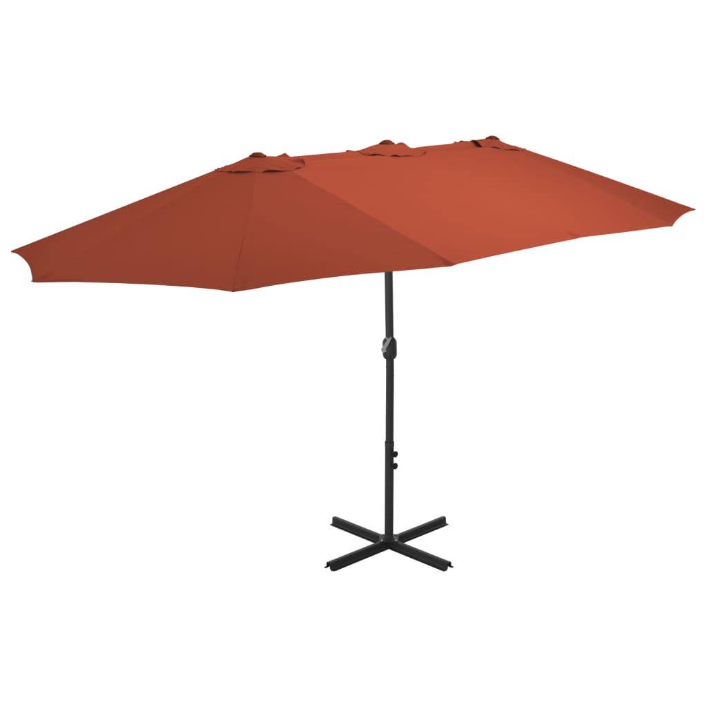Outdoor Parasol with Aluminum Pole 181.1"x106.3" Terracotta