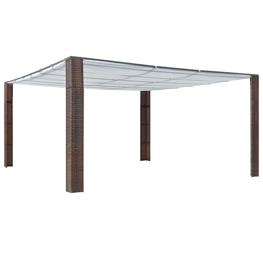 Gazebo with Roof Poly Rattan 157.4"x157.4"x78.7"  Brown and Cream